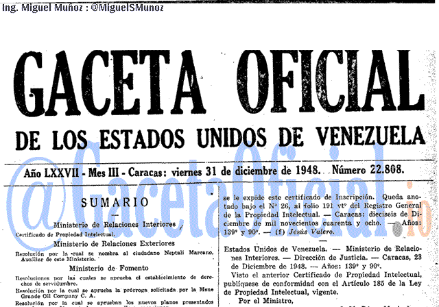 Gaceta Oficial 22808 del 31 Diciembre 1948