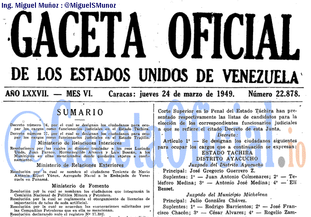 Gaceta Oficial 22878 del 24 Marzo 1949