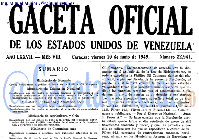 Gaceta Oficial 22941 del 10 Junio 1949
