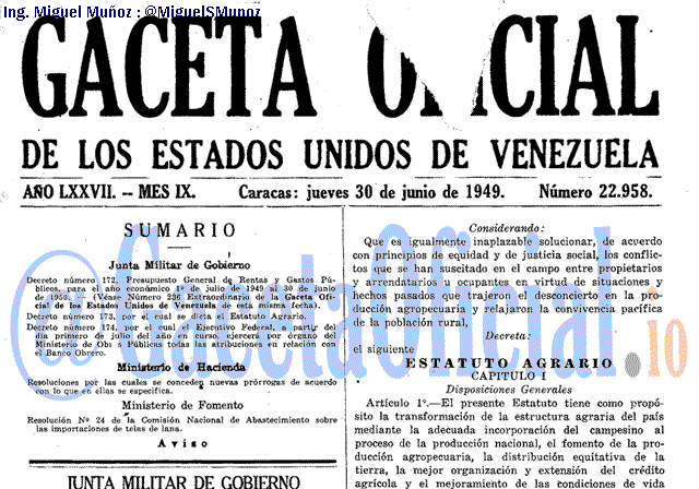 Gaceta Oficial 22958 del 30 Junio 1949
