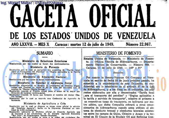 Gaceta Oficial 22967 del 12 Julio 1949