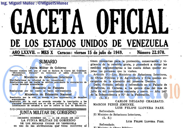 Gaceta Oficial 22970 del 15 Julio 1949