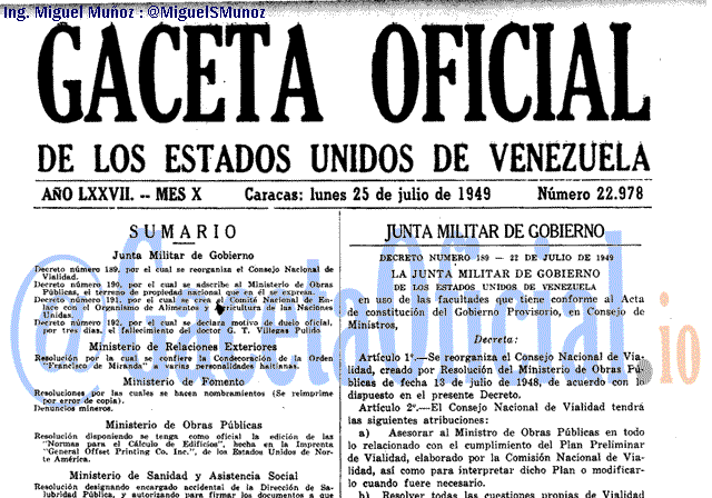 Gaceta Oficial 22978 del 25 Julio 1949