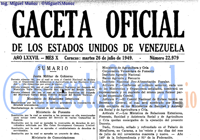 Gaceta Oficial 22979 del 26 Julio 1949