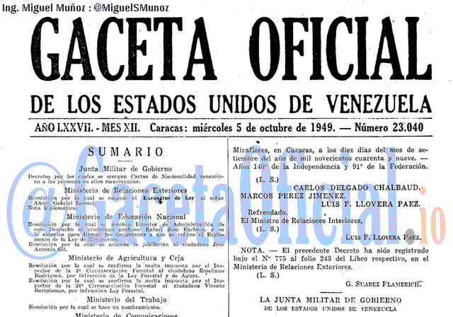 Gaceta Oficial 23040 del 5 Octubre 1949