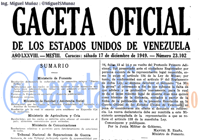 Gaceta Oficial 23102 del 17 Diciembre 1949