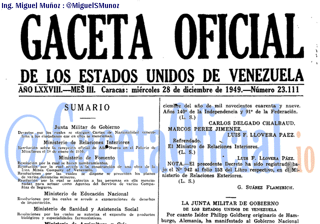 Gaceta Oficial 23111 del 28 Diciembre 1949