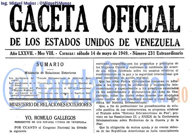 Gaceta Oficial 231 del 14 Mayo 1949