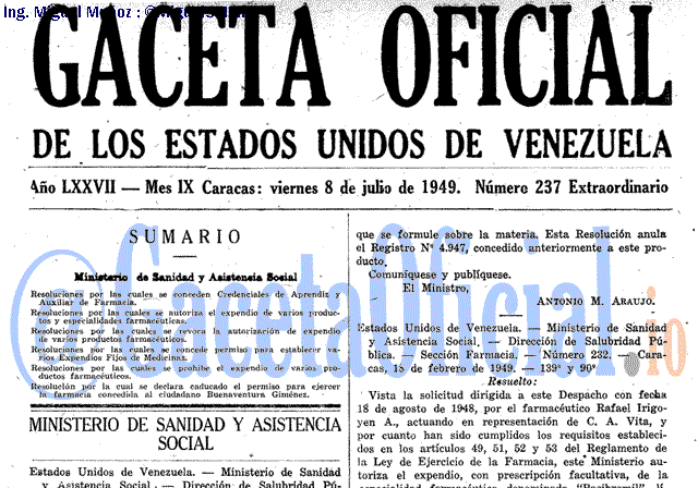 Gaceta Oficial 237 del 8 Julio 1949