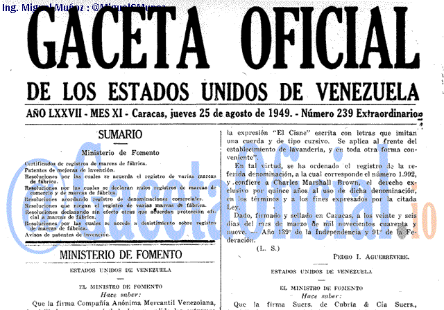 Gaceta Oficial 239 del 25 Agosto 1949