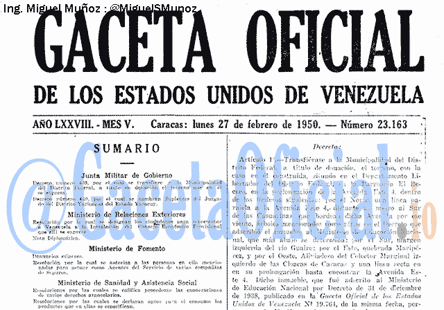 Gaceta Oficial 23163 del 27 Febrero 1950