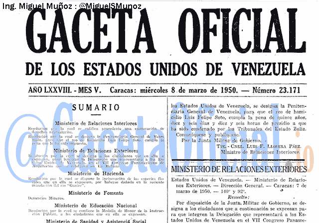 Gaceta Oficial 23171 del 8 Marzo 1950