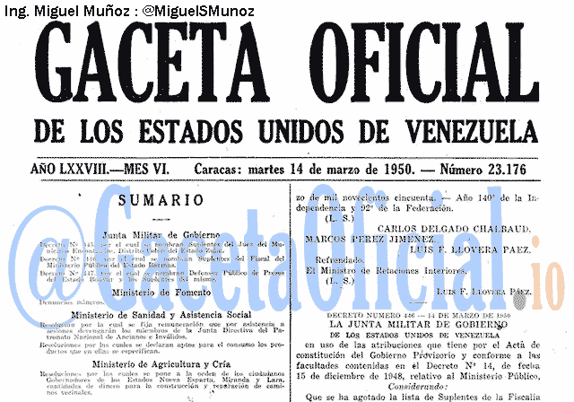 Gaceta Oficial 23176 del 14 Marzo 1950