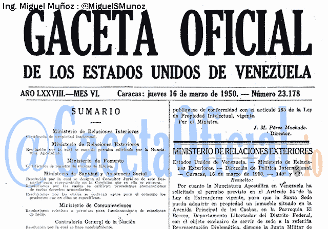 Gaceta Oficial 23178 del 16 Marzo 1950