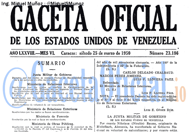 Gaceta Oficial 23186 del 25 Marzo 1950