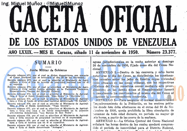 Gaceta Oficial 23377 del 11 Noviembre 1950