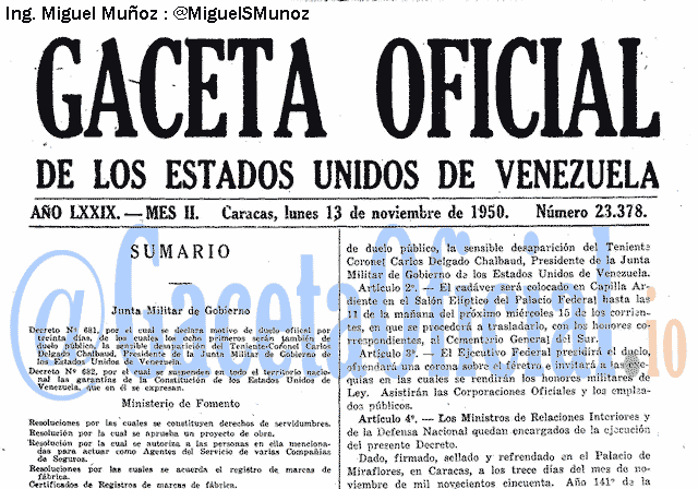 Gaceta Oficial 23378 del 13 Noviembre 1950