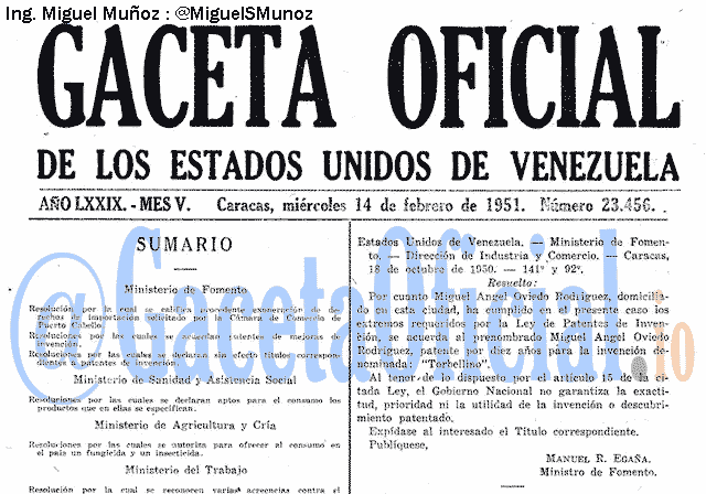 Gaceta Oficial 23456 del 14 Febrero 1951
