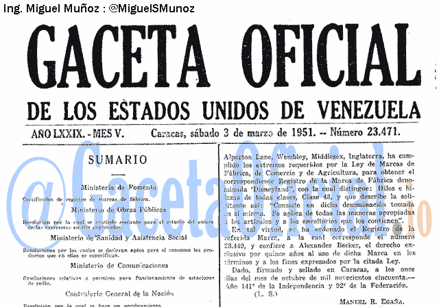 Gaceta Oficial 23471 del 3 Marzo 1951