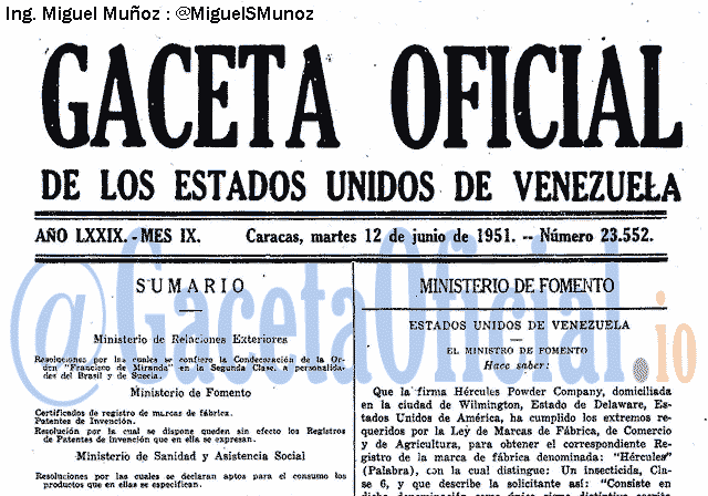 Gaceta Oficial 23552 del 12 Junio 1951
