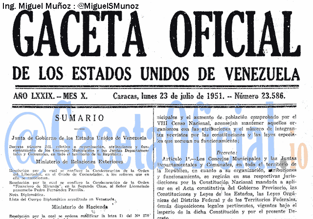 Gaceta Oficial 23586 del 23 Julio 1951
