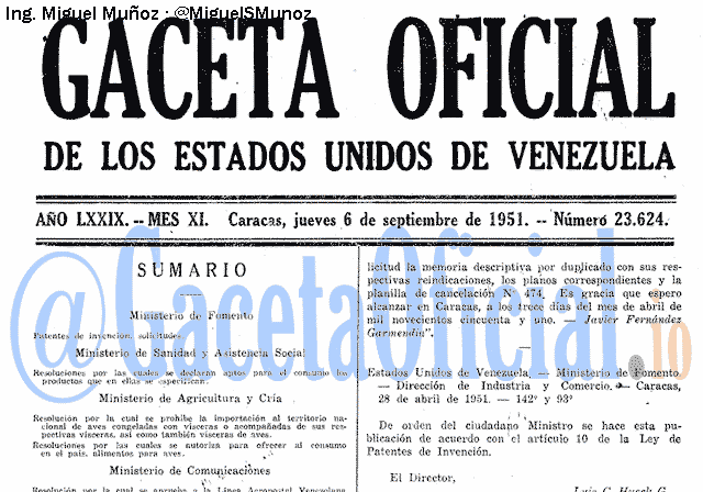 Gaceta Oficial 23624 del 6 Septiembre 1951