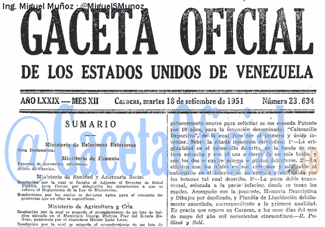 Gaceta Oficial 23634 del 18 Septiembre 1951