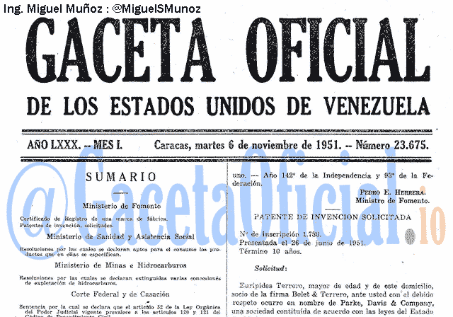Gaceta Oficial 23675 del 6 Noviembre 1951