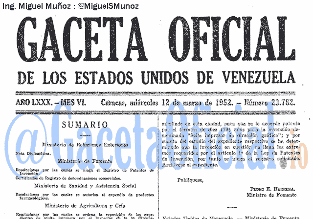 Gaceta Oficial 23782 del 12 Marzo 1952