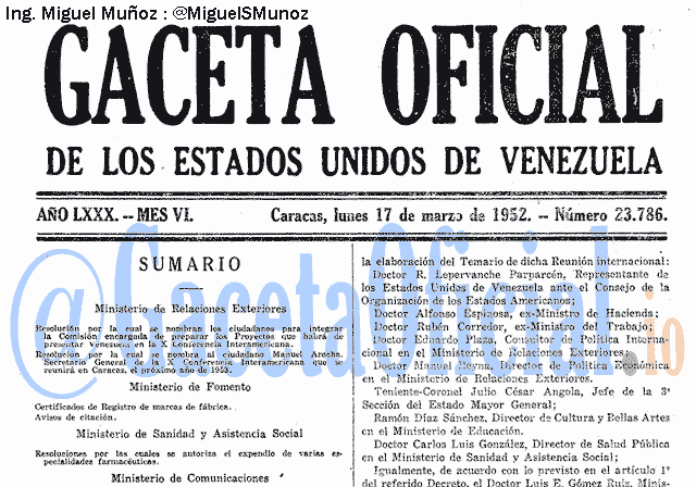 Gaceta Oficial 23786 del 17 Marzo 1952