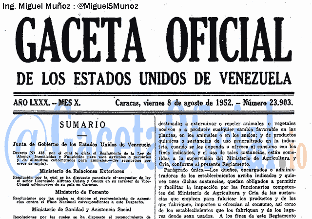 Gaceta Oficial 23903 del 8 Agosto 1952