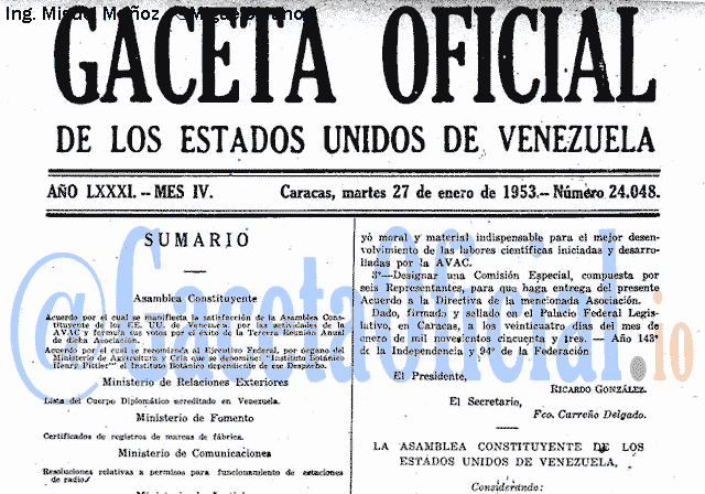 Gaceta Oficial 24048 del 27 Enero 1953