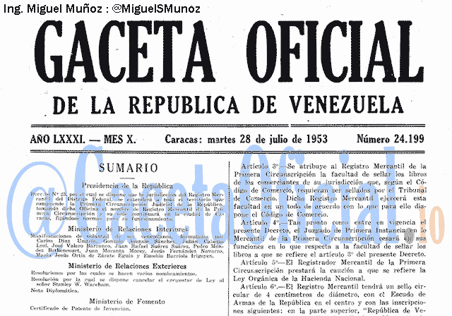 Gaceta Oficial 24199 del 28 Julio 1953