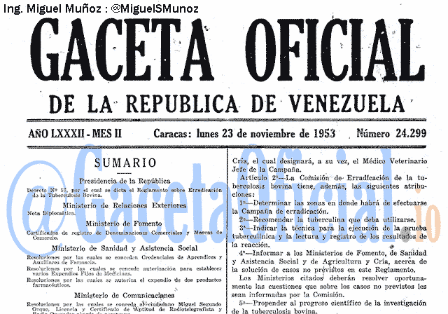 Gaceta Oficial 24299 del 23 Noviembre 1953
