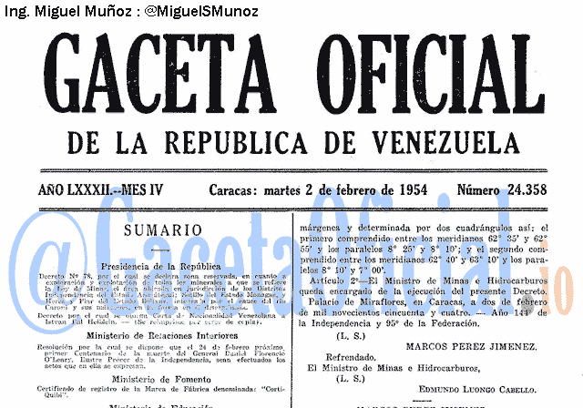Gaceta Oficial 24358 del 2 Febrero 1954