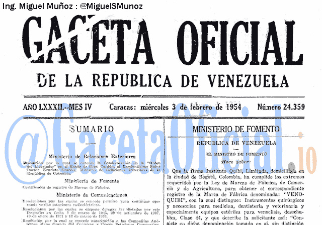 Gaceta Oficial 24359 del 3 Febrero 1954