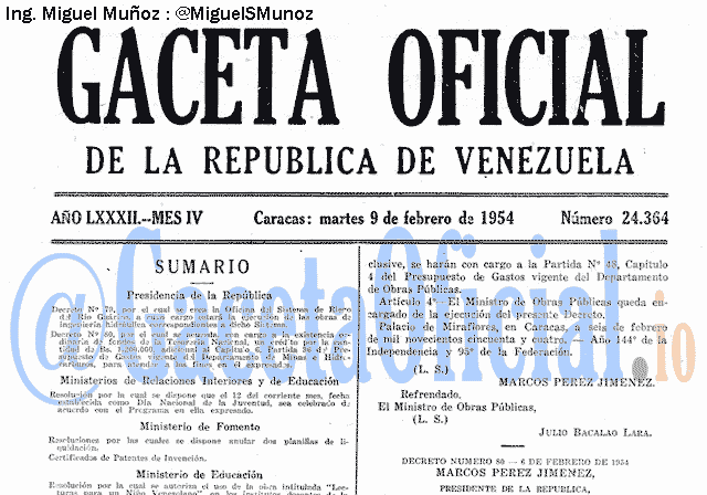 Gaceta Oficial 24364 del 9 Febrero 1954