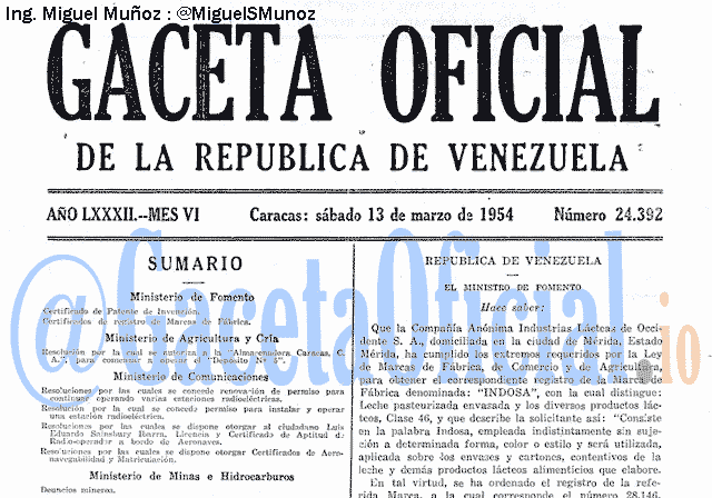 Gaceta Oficial 24392 del 13 Marzo 1954