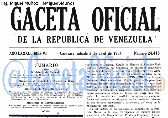 Gaceta Oficial 24410 del 3 Abril 1954