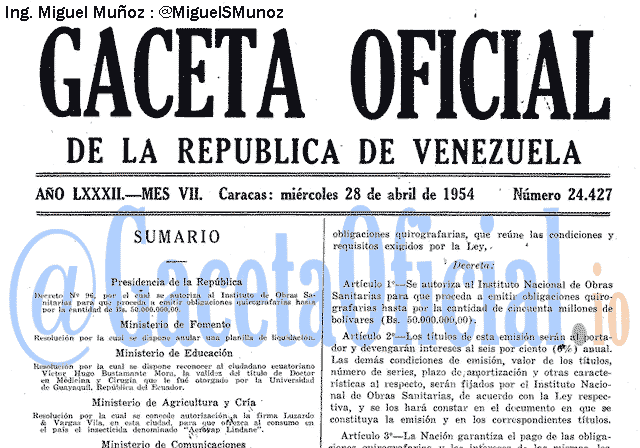 Gaceta Oficial 24427 del 28 Abril 1954