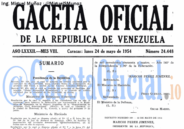 Gaceta Oficial 24448 del 24 Mayo 1954