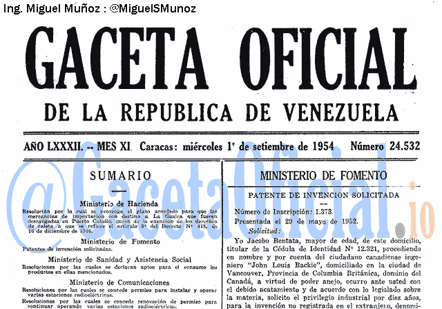 Gaceta Oficial 24532 del 1 Septiembre 1954