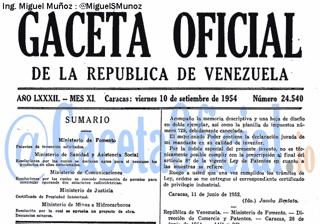 Gaceta Oficial 24540 del 10 Septiembre 1954