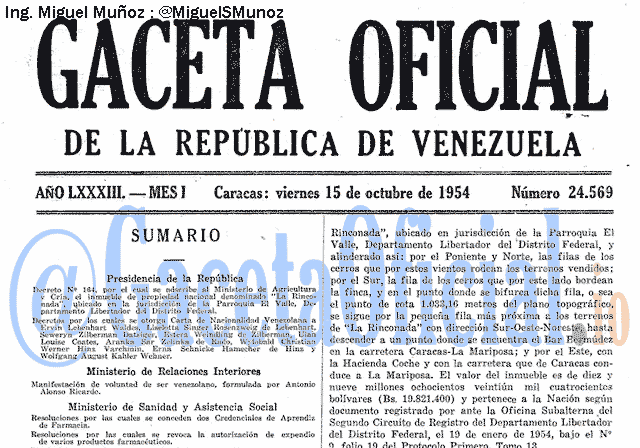 Gaceta Oficial 24569 del 15 Octubre 1954