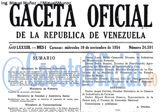 Gaceta Oficial 24591 del 10 Noviembre 1954