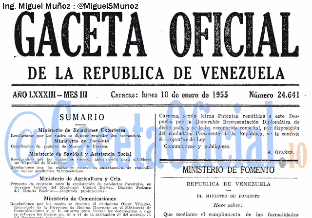 Gaceta Oficial 24641 del 10 Enero 1955