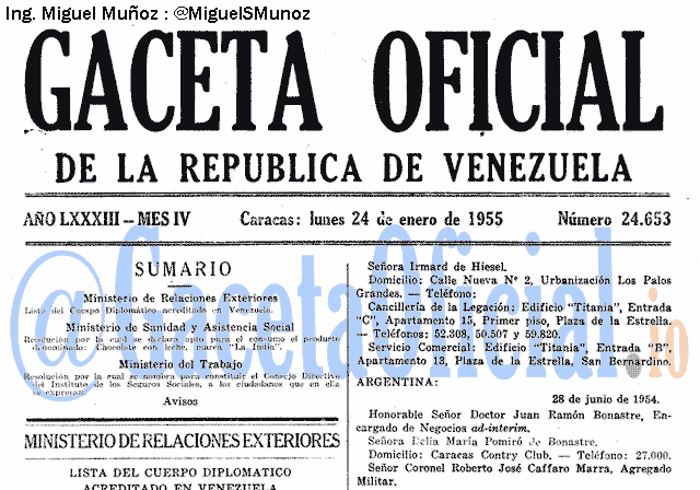 Gaceta Oficial 24653 del 24 Enero 1955