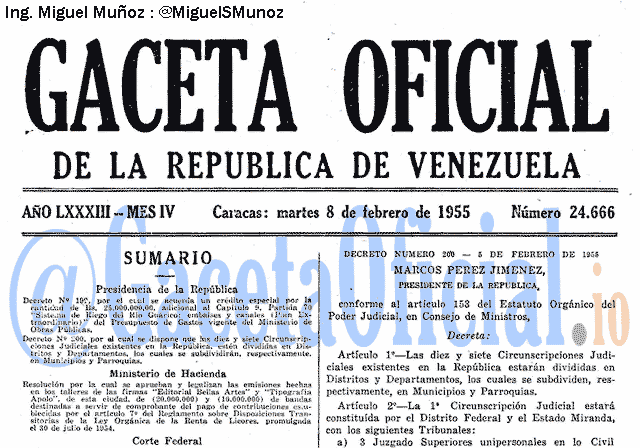 Gaceta Oficial 24666 del 8 Febrero 1955