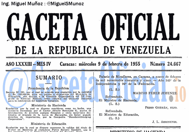 Gaceta Oficial 24667 del 9 Febrero 1955