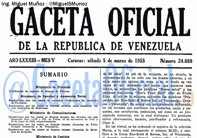 Gaceta Oficial 24688 del 5 Marzo 1955
